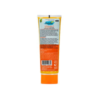 Tube of sunscreen with visible branding on a white background