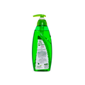 Green shampoo bottle with pump on a white background
