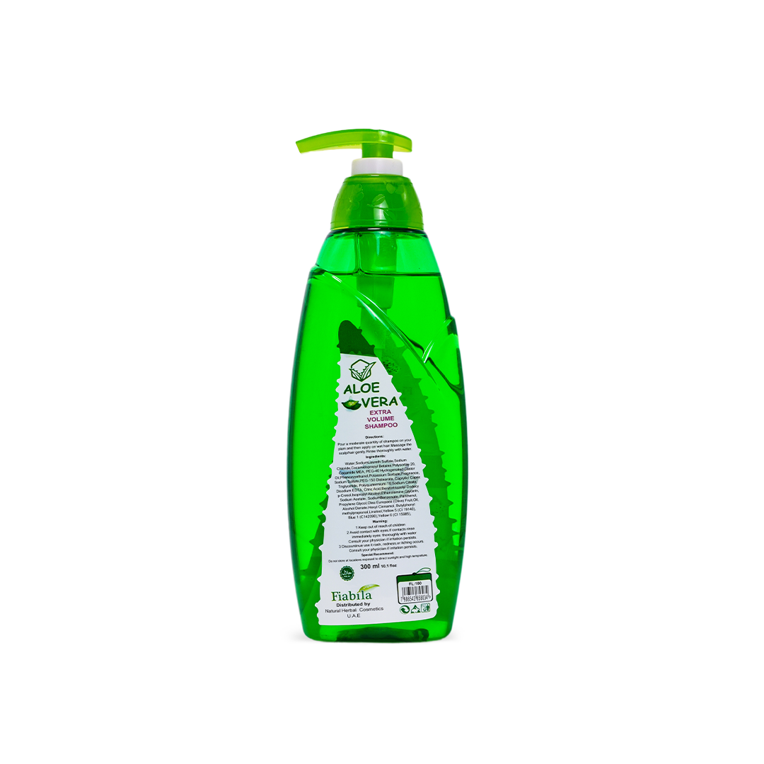 Green shampoo bottle with pump on a white background
