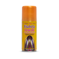 A can of Fiabila Hair Color Spray in the shade 'Setton Wash-off' (Orange). The product is shown on a clean white background, featuring a bright orange cap and a yellow label with purple and pink text.