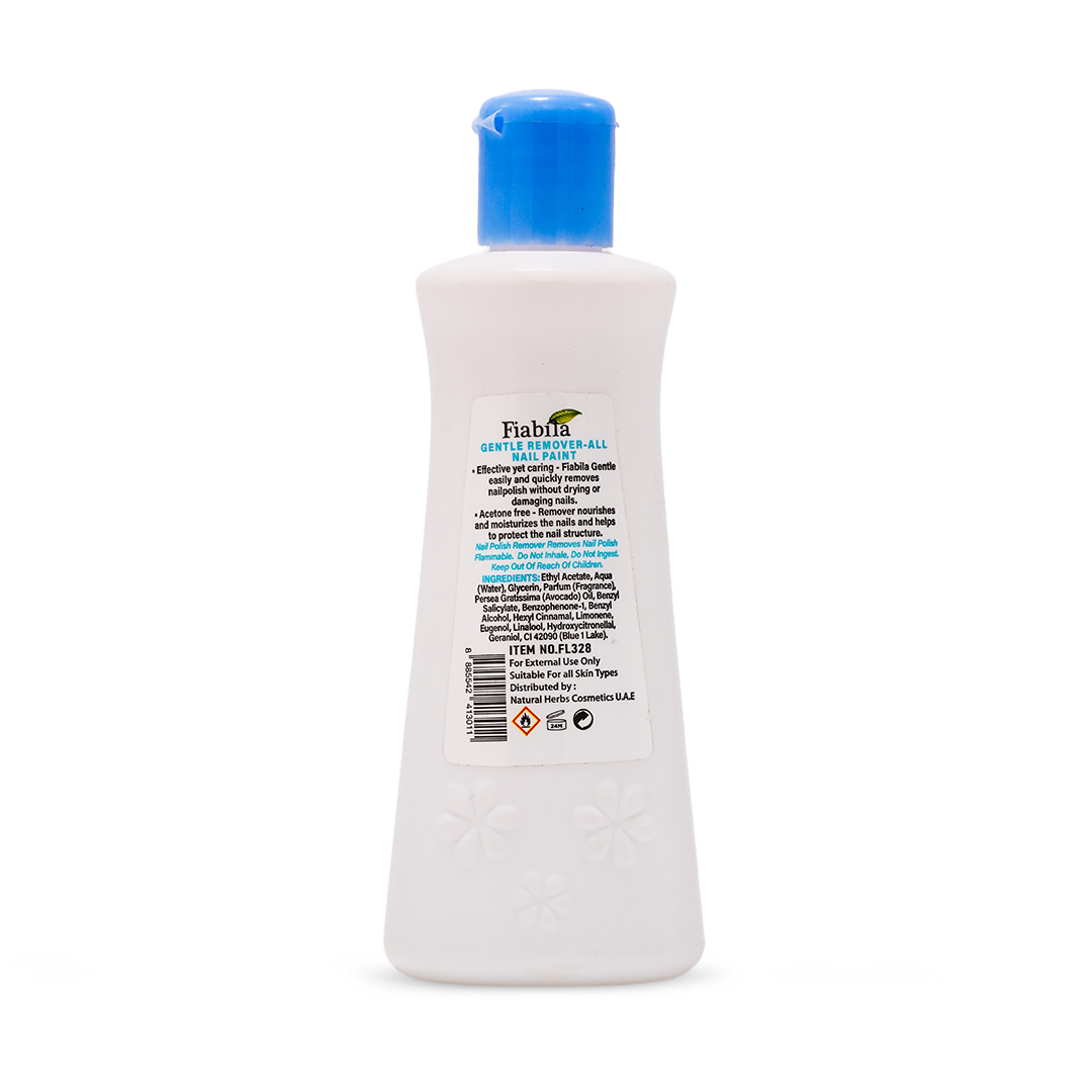 A white bottle of Babia Dry & Dehydrated All skin care product with a blue cap, shown from the back on a white background.