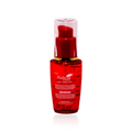 Fiabila Red-Red Silky Hair Coat in a red pump bottle with a gold collar and clear cap, shown on a white background with a reflection.