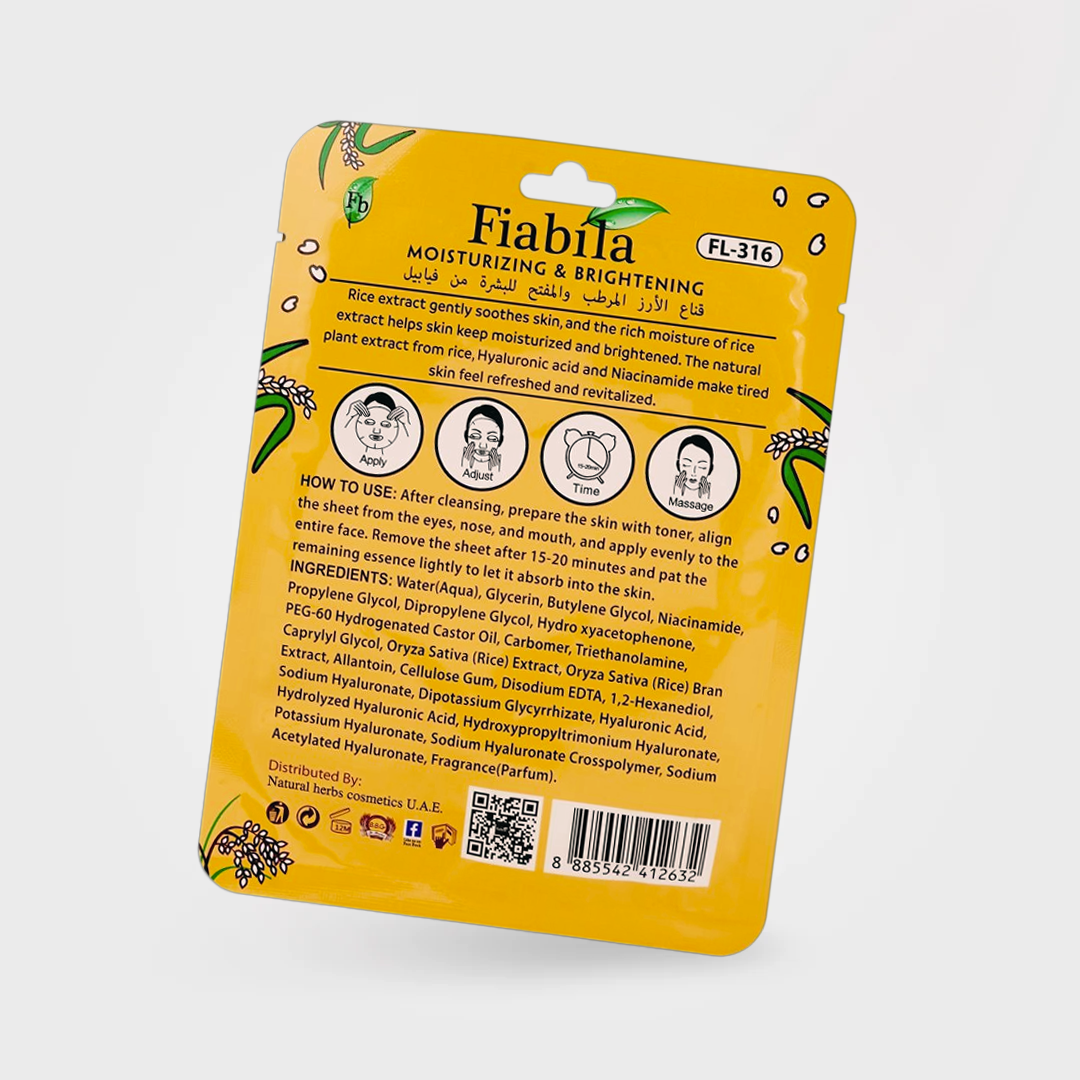 Fiabila Moisturizing & Brightening Rice Sheet Mask