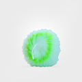Green and blue spherical object on a white background