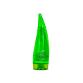 Green aloe vera gel bottle on a white background