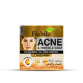 Fiabila Acne & Freckle Soap box packaging, featuring a gold and white design with a photo of a woman's face, on a plain white background.